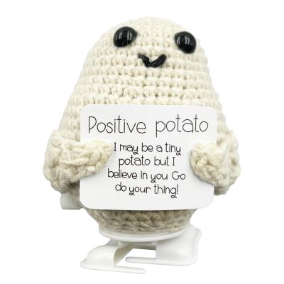 Stitch-Witch Hilarious White Elephant Gifts for Adults, Walking Potato Crochet, Wind-up Potato, Emotional Support Potato (White Potato)