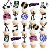28Pcs Disco Party Cupcake Toppers 1970s Disco Throwback Fever Dance Theme Cupcake Toppers for Retro 70's Boogie 1970s Theme Birthday Hippie Party Supplies view 1