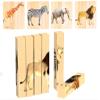 Wooden Animal Chunky Puzzles for Toddlers 2+ Years - Montessori 4 in 1 Safari Animal Block Puzzle Toy view 1