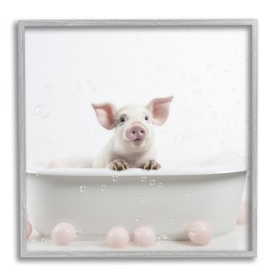 Stupell Industries Pig Bubble Bath Framed Giclee Art by Lazar Studio