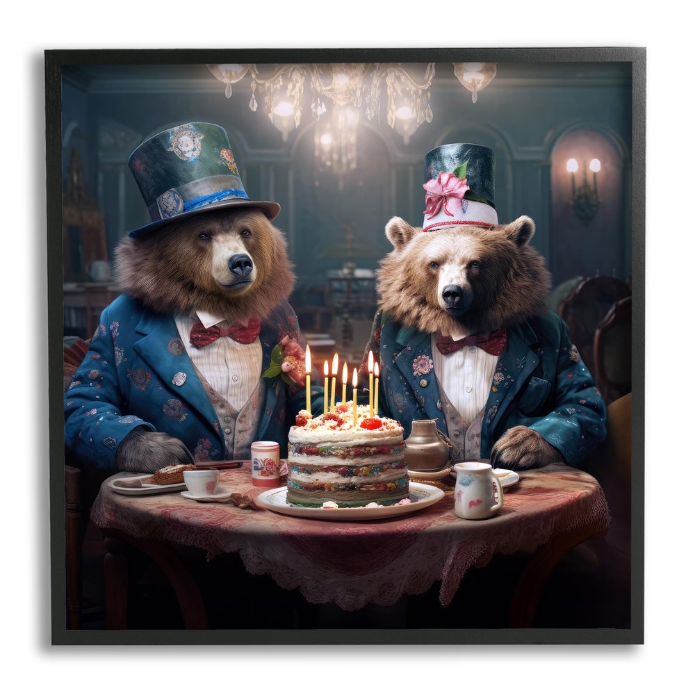 'Bears & Birthday Cake'| Framed Giclee Art