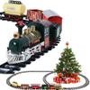 Classic Christmas Train Toys Set with Lights and Sounds, Electric Train Set with Tracks, Locomotive Engine, Cargo Car, Coal Cargo, Passenger Coach view 1