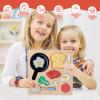 Adena Montessori Wooden Puzzles Play Fake Food for Kids Cookware Fried Egg Vegetables Set Kitchen Toys view 4