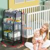 3-Tier Baby Diaper Caddy Organizer and Storage Cart, Mobile Metal Utility Cart with Rolling Wheels for Nursery Essentials with 4+2 Dividers, Large Capacity Rolling Cart For Bedroom, Bathroom, Nursery view 2
