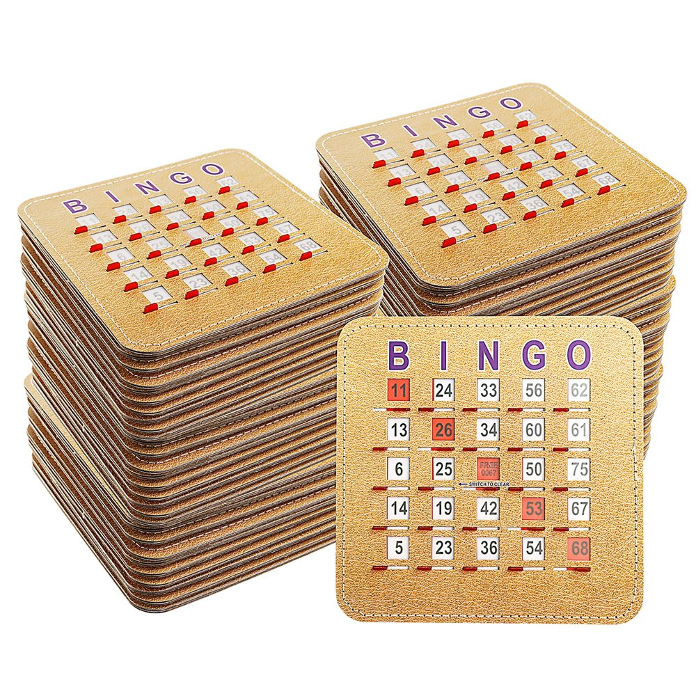 GSE Games & Sports Expert 5Ply Stitched Shutter Bingo Cards, Finger-Tip Shutter Slide Bingo Cards, Easy-Read Large Print Bingo Cardboard with Sliding Windows (200-Pack)