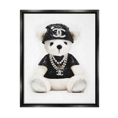 Fashion Teddy Bear Glam Cartoon, 24 x 30 Inch Canvas in Floater Frame