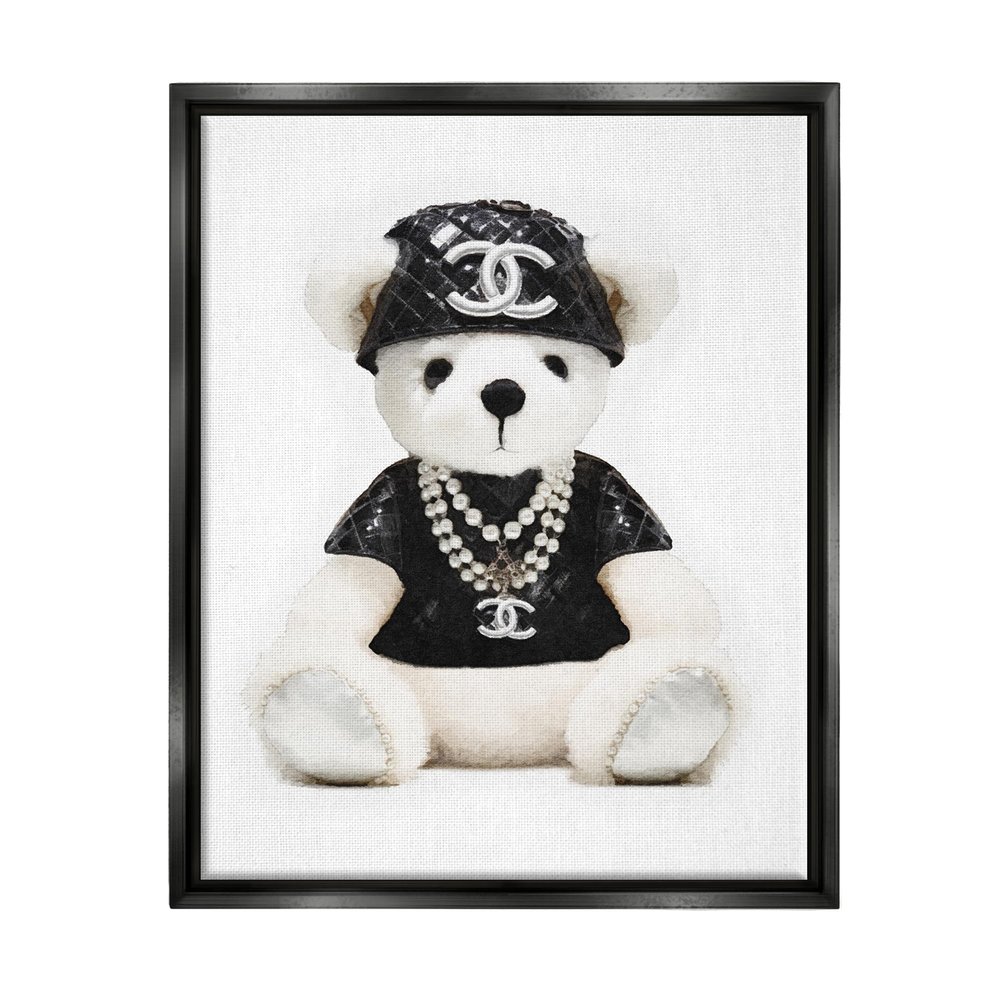 Fashion Teddy Bear Glam Cartoon, 24 x 30 Inch Canvas in Floater Frame