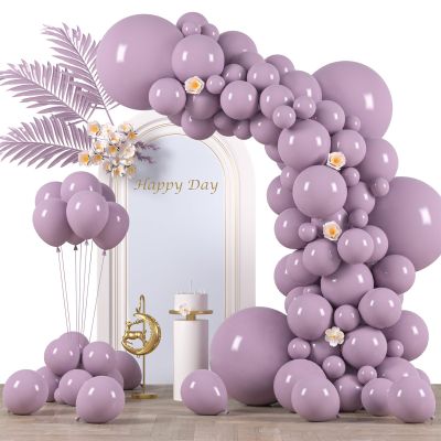 Voircoloria 130pcs Lilac Purple Balloons Different Sizes 18" 12" 10" 5" Faded Purple Latex Balloon Garland Arch Kit for Birthday Baby Shower Graduation Wedding Gender Reveal Party Decorations