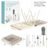 6 in 1 Baby Bottle Brush Set,Bottle Cleaner Brush Kit with Silicone Bottle Brush,Drying Rack,Nipple Brush,Straw Brush,Soap Dispenser&Storage Box,Portable Baby Essentials for Home&Travel (White) view 2