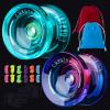 MAGICYOYO K2 Responsive Yoyo for Kids Beginners Yo-Yo with 2 Yo Yo Gloves, 2 Yo-Yo Bags, 12 Yo yo Strings (Crystal Green+Crystal Purple Pink) view 1