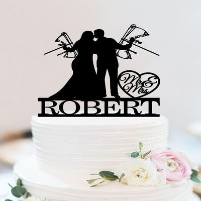 Archery Wedding Cake Topper,Bow Hunting Cake Topper,Archery Theme Party,Sport Cake Topper,Custom Couple Cake Topper for Bridal Shower Engagement Wedding Anniversary Party Decor.