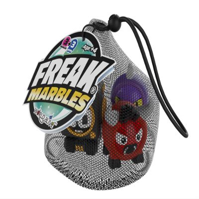 Freak Marbles Mesh Drawstring Bag | Collect, Play & Share | Contains 3 Marbles and 3 Skins
