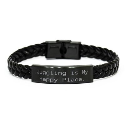 Cool Juggling Braided Leather Bracelet, Juggling is My Happy Place, Present For Men Women, Sarcastic Gifts From Friends, Jugglinglovegifts, Jugglinglovetricks, Jugglingloverelationships,