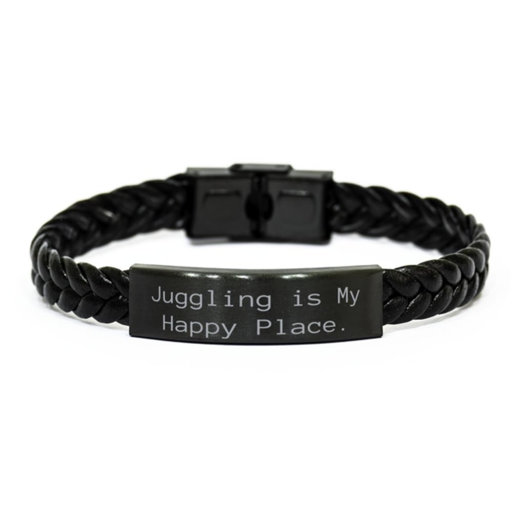 Cool Juggling Braided Leather Bracelet, Juggling is My Happy Place, Present For Men Women, Sarcastic Gifts From Friends, Jugglinglovegifts, Jugglinglovetricks, Jugglingloverelationships,