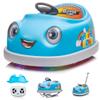 12V Dual Battery Electric Ride on Kids Bumper Car w/Remote Control,360 Degree Spin,Push Rod Rocker Horse Function,3-Speeds Babies & Toddlers Bumping Car Ride on Toy Gift for 1-4 Years Children (Blue) view 1