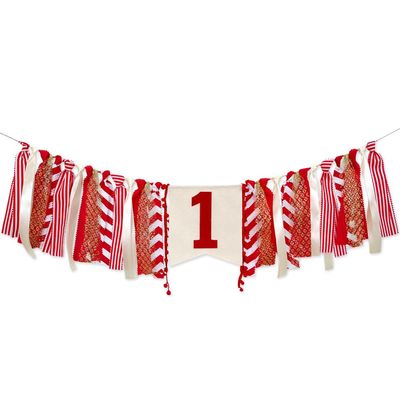 1st High Chair Banner, Gold Red High Chair Banner 1st Birthday Boys Girls, Baby Shower Decorations for Photo Booth Props, Birthday Souvenir and Gifts for Kids, Best Party Supplies