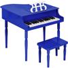 Best Choice Products Kids Classic Wooden 30-Key Mini Grand Piano Musical Instrument Toy w/ Piano Lid, Bench, Foldable Music Rack, Song Book, Note Stickers, Enamel Finish - Dark Blue view 1