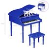 Best Choice Products Kids Classic Wooden 30-Key Mini Grand Piano Musical Instrument Toy w/ Piano Lid, Bench, Foldable Music Rack, Song Book, Note Stickers, Enamel Finish - Dark Blue view 2