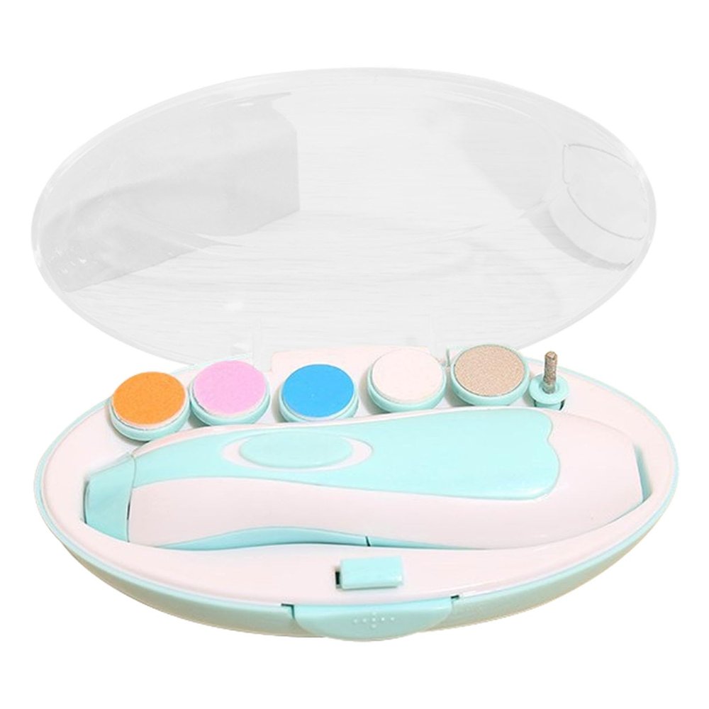 Baby Electric Nail Trimmer, Infants Nail File LED Baby Nail File Electric Nail Trimmer Manicure Set Toes Fingernails Care Trim Polish Kit for Toddlers Kids Newborn (Sky Blue)