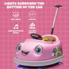 12V Dual Battery Electric Ride on Kids Bumper Car w/Remote Control,360 Degree Spin,Push Rod Rocker Horse Function,3-Speeds Babies & Toddlers Bumping Car Ride on Toy Gift for 1-4 Years Children (Pink) view 2