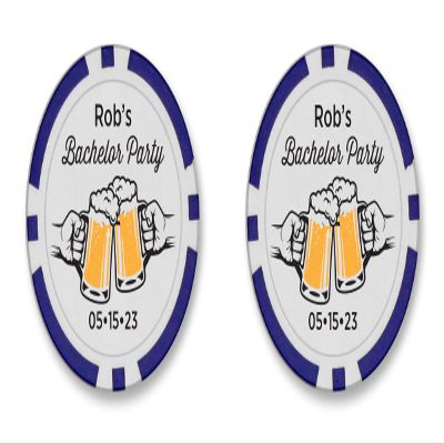 TigerTail Sports Bachelor Party Beer Mug Custom Poker Chips (Blue Chips)