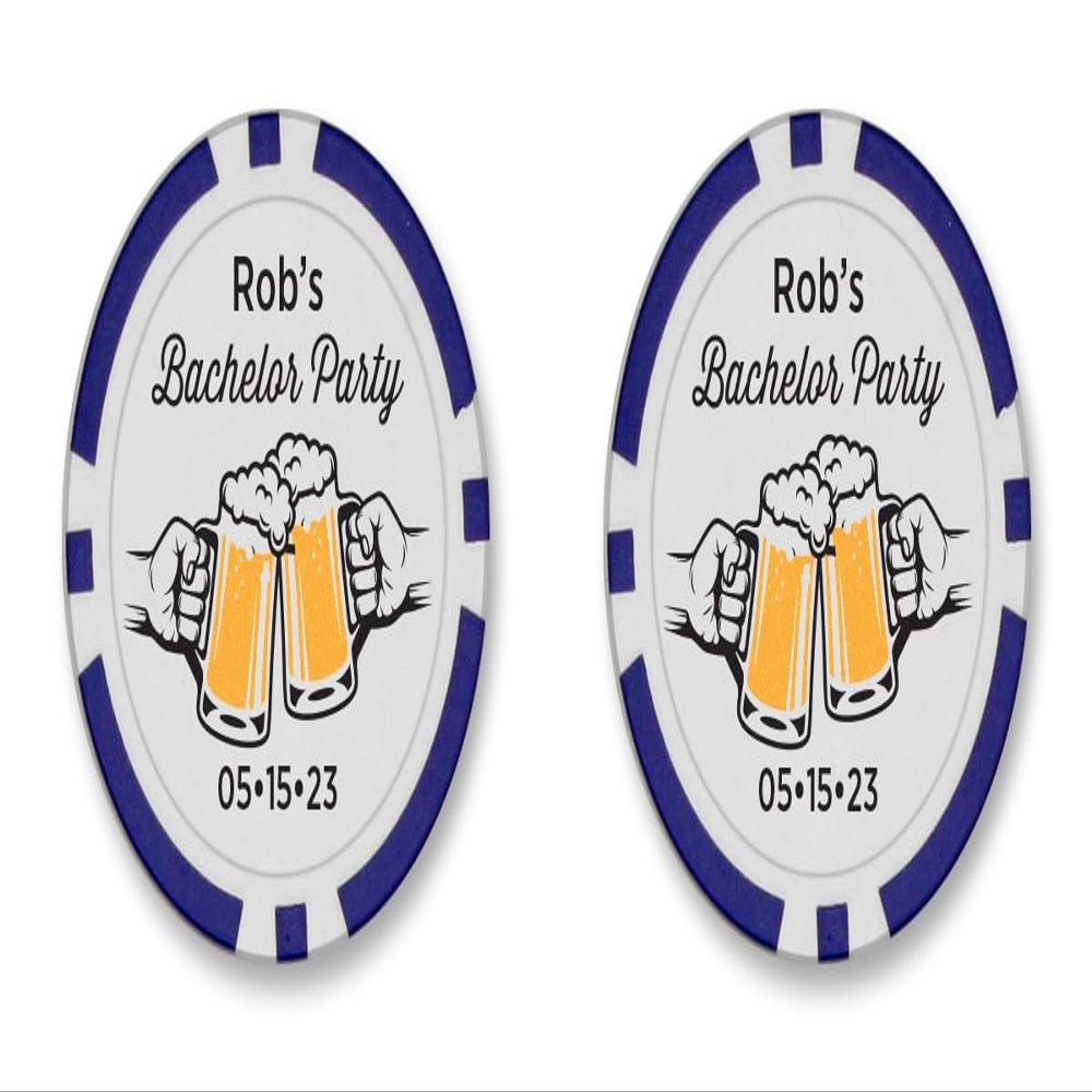 TigerTail Sports Bachelor Party Beer Mug Custom Poker Chips (Blue Chips)