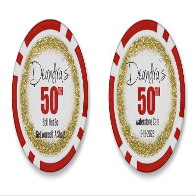 TigerTail Sports Still Hot so Get Yourself a Shot - Personalized Birthday Free Drink Poker Chip (Red Chips)