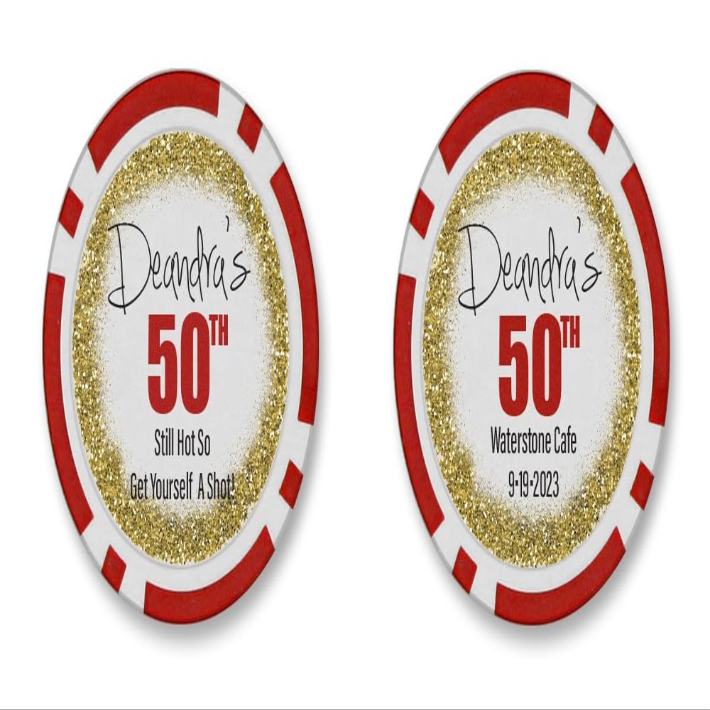 TigerTail Sports Still Hot so Get Yourself a Shot - Personalized Birthday Free Drink Poker Chip (Red Chips)