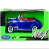 1941 Chevy Special Deluxe Convertible Blue Metallic with Red Interior NEX Models 1/24 Diecast Model Car by Welly 22411W-mblue view 1