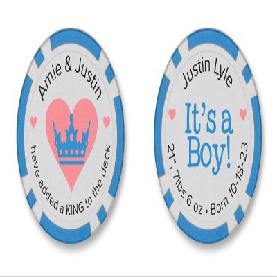 TigerTail Sports Enjoy One Free Drink On Us Personalized Poker Chips (It's a Boy - Blue Chips)