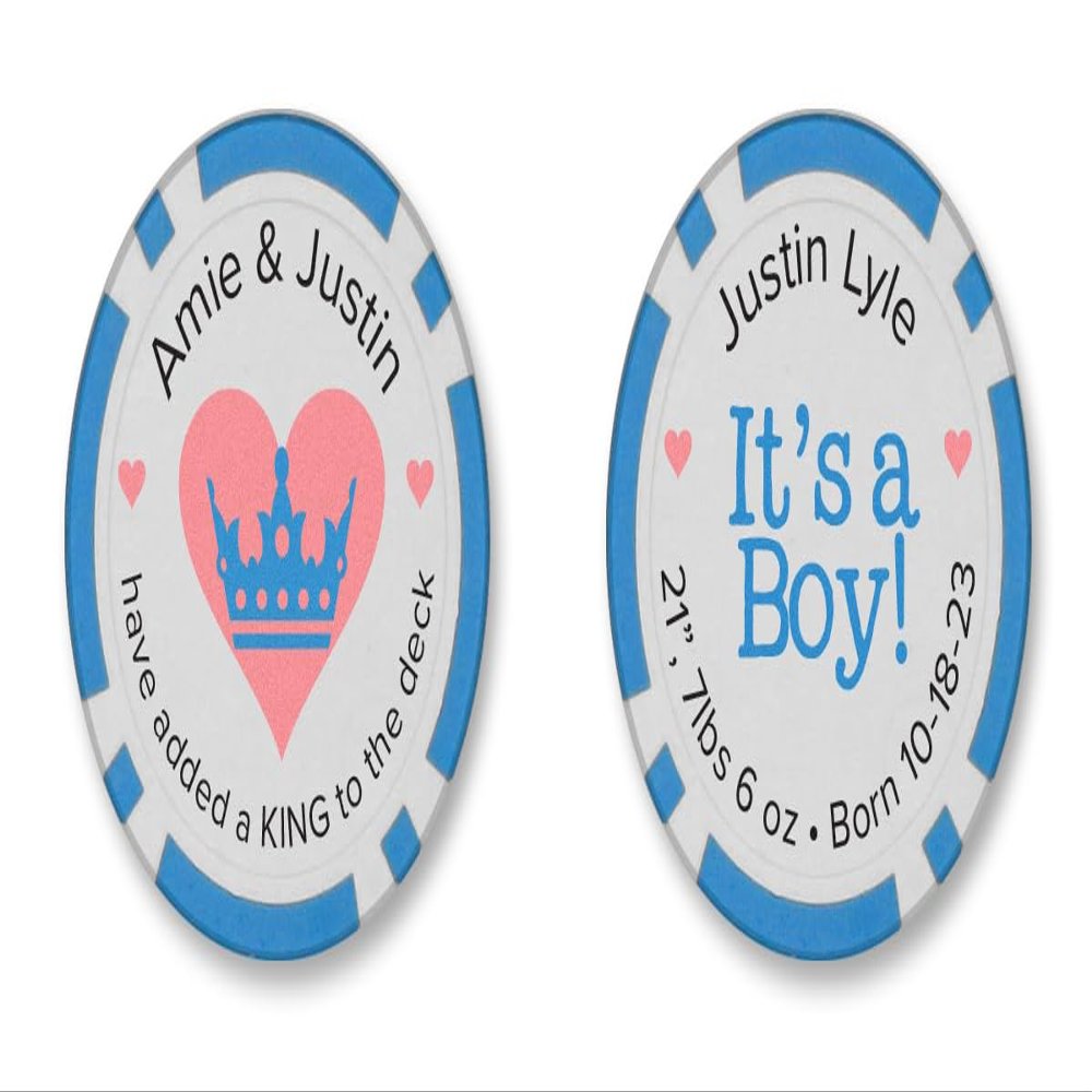 TigerTail Sports Enjoy One Free Drink On Us Personalized Poker Chips (It's a Boy - Blue Chips)