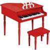 Best Choice Products Kids Classic Wooden 30-Key Mini Grand Piano Musical Instrument Toy w/ Piano Lid, Bench, Foldable Music Rack, Song Book, Note Stickers, Enamel Finish - Red view 1