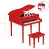 Best Choice Products Kids Classic Wooden 30-Key Mini Grand Piano Musical Instrument Toy w/ Piano Lid, Bench, Foldable Music Rack, Song Book, Note Stickers, Enamel Finish - Red view 2