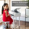 Best Choice Products Kids Classic Wooden 30-Key Mini Grand Piano Musical Instrument Toy w/ Piano Lid, Bench, Foldable Music Rack, Song Book, Note Stickers, Enamel Finish - Red view 3
