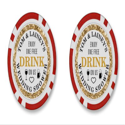 TigerTail Sports Enjoy One Free Drink On Us Personalized Poker Chips (Red Chips)