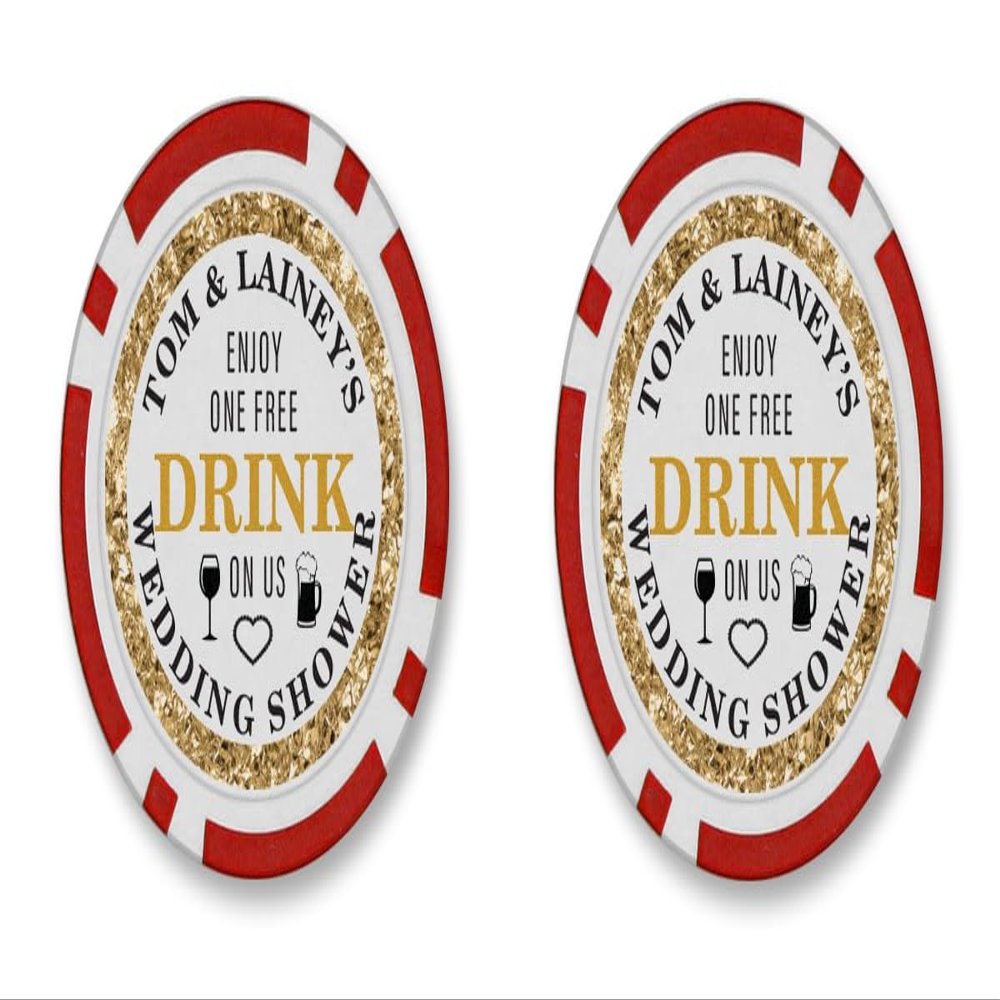 TigerTail Sports Enjoy One Free Drink On Us Personalized Poker Chips (Red Chips)