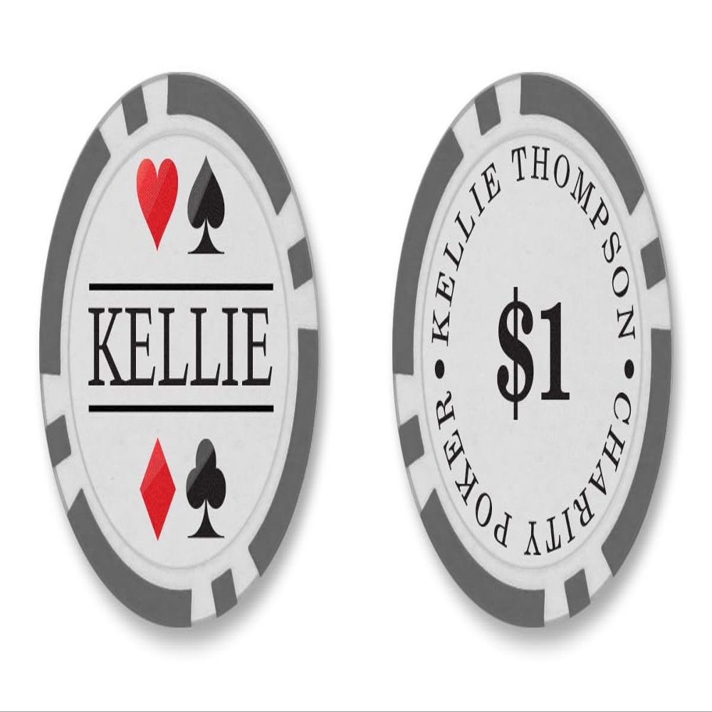 TigerTail Sports Personalized Name Poker Chips - Official Size and Weight (Gray Chips)