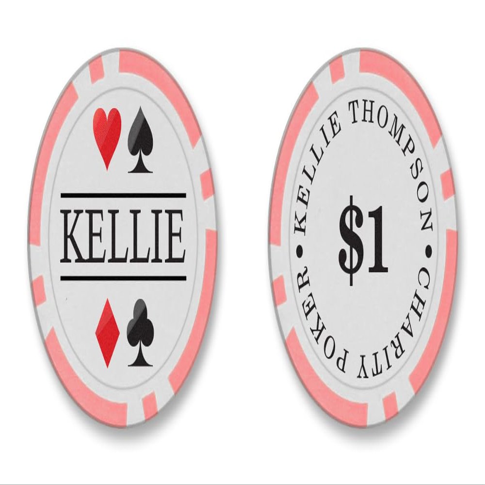 TigerTail Sports Personalized Name Poker Chips - Official Size and Weight (Pink Chips)