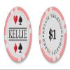 TigerTail Sports Personalized Name Poker Chips - Official Size and Weight (Pink Chips) view 1