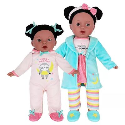 MEMBERS MARK Sweet Sisters Pajama Party 13in and 16in Vinyl Dolls and Accessories Black Hair