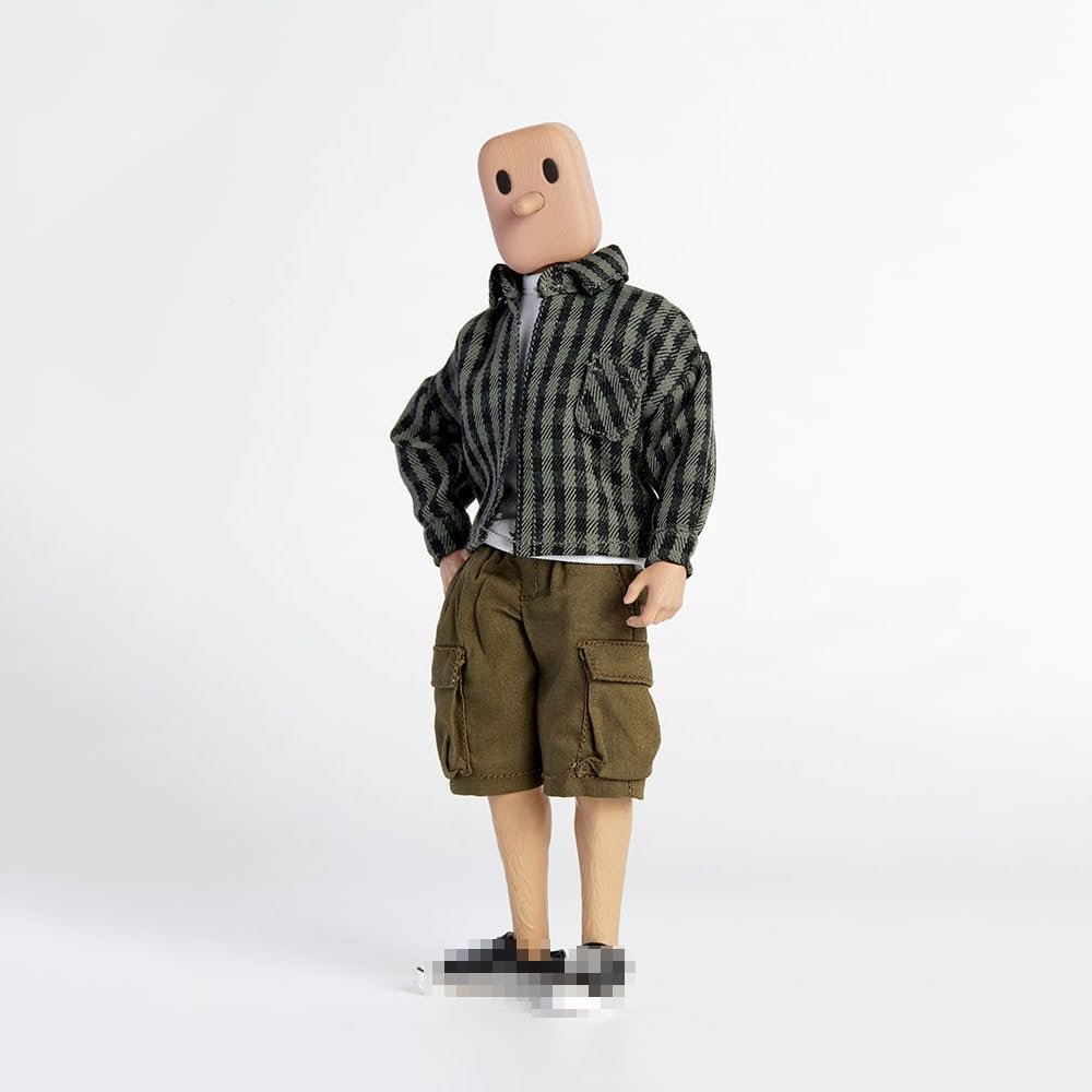 1/12 Scale Male Clothes,Male Casual Shirt T-Shirt Workwear Shorts Outfit Clothing for 6inch Soldier Action Figure Body (Green Shirt+White T-Shirt+Black Shorts)