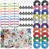 160Pcs Soccer Party Favor Set, 20Pcs Satin Soccer Scrunchies Hair Ties, 20Pcs Soccer Bracelet, 20Pcs Soccer Key chains, 100Pcs Soccer Stickers for Soccer Sports Birthday Themed Party Decoration view 1