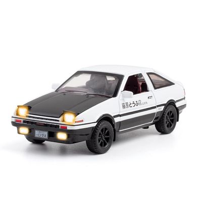 1/30 Black-White AE86 Alloy Japan Car Model Trueno Metal Diecast Pull Back Supercar for Boys (Black) (1:30Added EditionBlack)