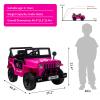 12V Ride on Truck Car for Kids, Electric Ride on Car with Remote Control, MP3, LED Lights, Double Doors, Safety Belt, Ride on Toy for Boys Girls, Pink view 4