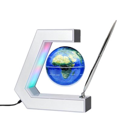 BEBEVOGUE Personalized Magnetic Levitating Globe with LED Light & Pen Anti Gravity Floating World Globe Unique Birthday Gift for Men Father Boys Boss Office Home Desk Gadget Decor (Blue)