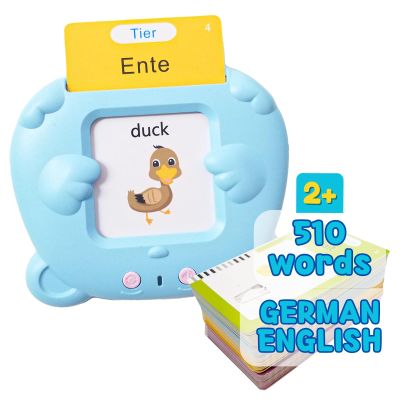 ZEENKIND German & English Talking Flash Cards with 510 Sight Words for Toddlers 2 3 4 5 6 Years Old, Learn German for Kids, Audible Pocket Speech Early Learning Bilingual Flashcard Toys, 255 Cards