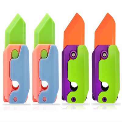 3D Printing Fidget Knife Toy for Adults - Funny Plastic EDC Carrot Knife Toy - Sensory Toys Anxiety Stress Relief Toy - Stocking Stuffers Gift (2 Luminous+2 Greenpurple)