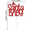 1Pc Christmas Santa Baby Cake Topper Glitter Christmas Santa Hat Baby Shower Cake Decoration for Merry Christmas Baby Shower Gender Reveal Kids Birthday Party Supplies view 2