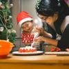 1Pc Christmas Santa Baby Cake Topper Glitter Christmas Santa Hat Baby Shower Cake Decoration for Merry Christmas Baby Shower Gender Reveal Kids Birthday Party Supplies view 4