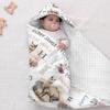 Personalized Alpaca Llama Hooded Baby Swaddle Blanket Llama Baby Blanket Minky Dotted Infant Wrap with Custom Name Nursery Swaddling Blankets 40x40 in view 1